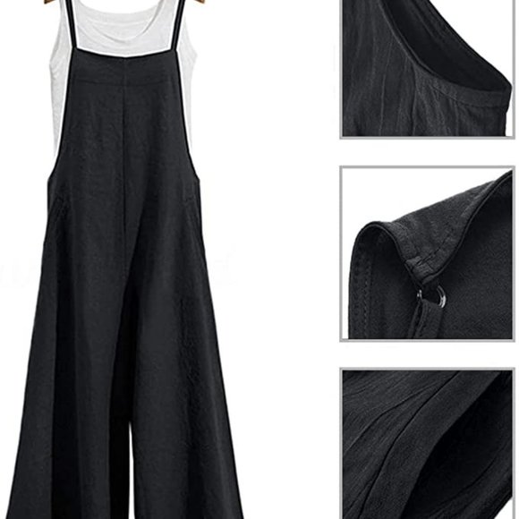 Yesno Pants - YESNO Women Casual Loose Long Bib Pants Wide Leg Jumpsuit (M) Cotton Romper